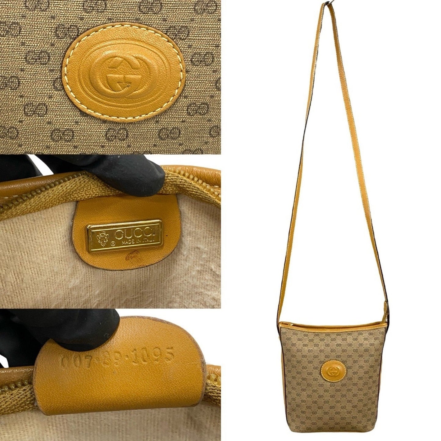 Gucci Brown Camel Leather Pvc Pochette Shoulder Bag ( )