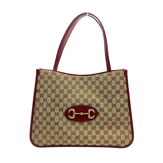 Gucci Beige Gg Canvas Leather Tote Bag ( )