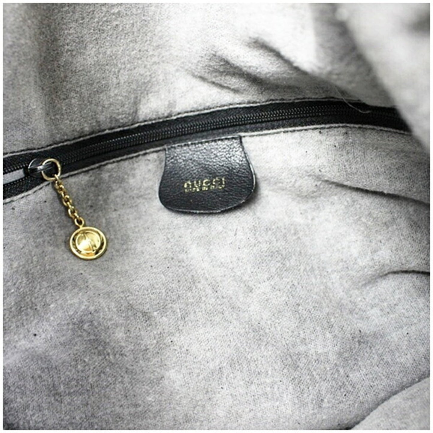 Gucci Bamboo Black Gray Leather Shoulder Bag ( )