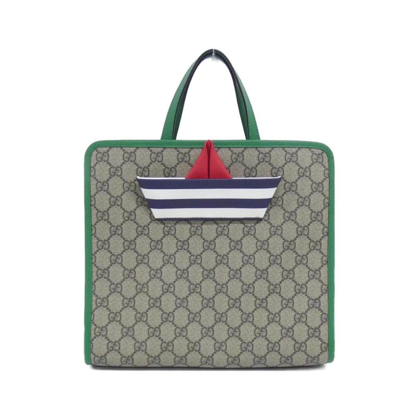 Gucci Beige Green Gg Supreme Canvas Briefcase ( )