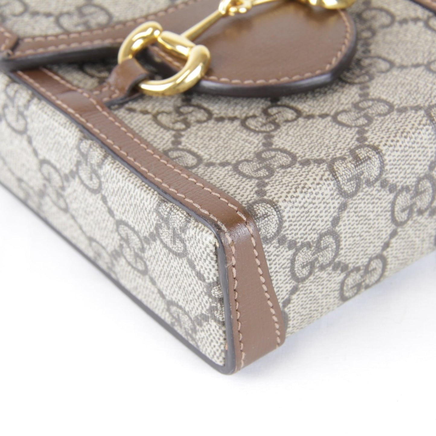 Gucci Horsebit Brown Gg Supreme Leather Shoulder Bag ( )