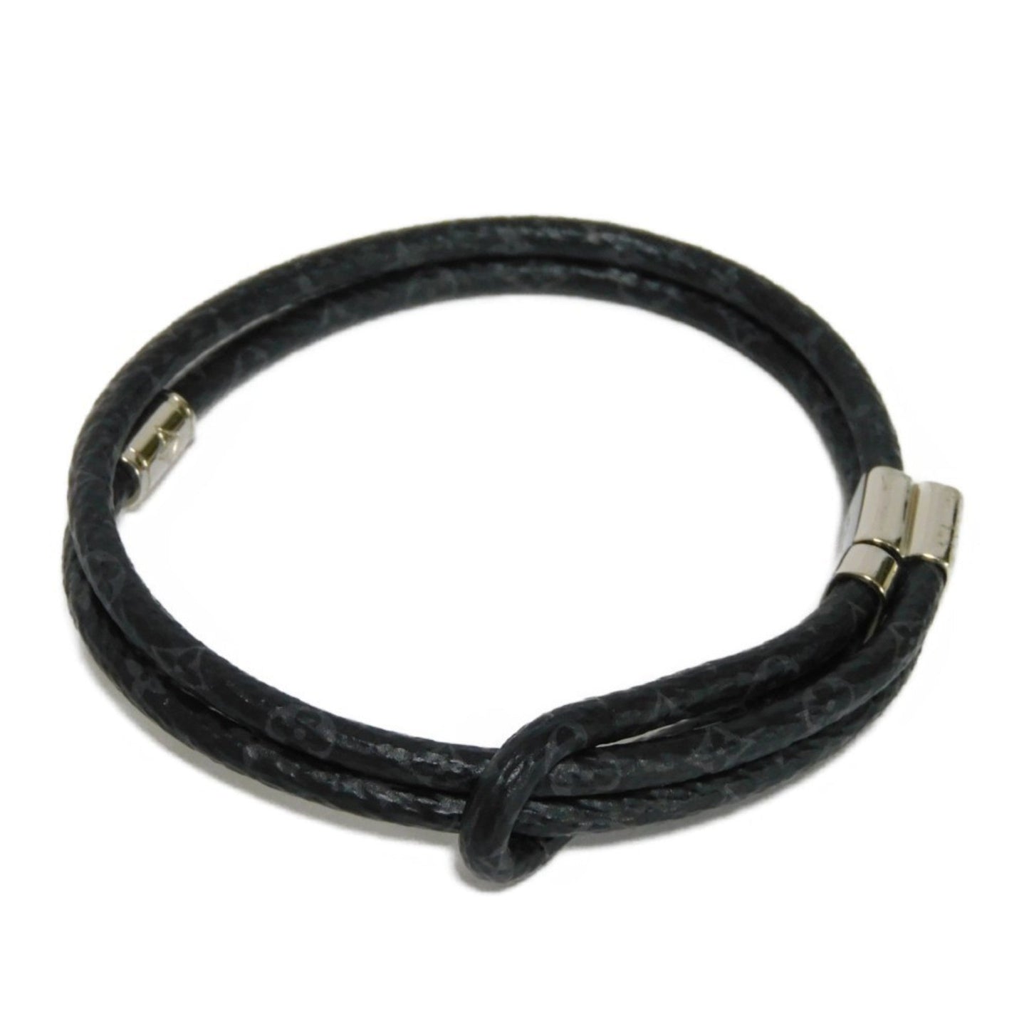 LOUIS VUITTON Bracelet LV Slide Logo Initial Flower Black Monogram Eclipse M8075Z Men's Accessories Jewelry