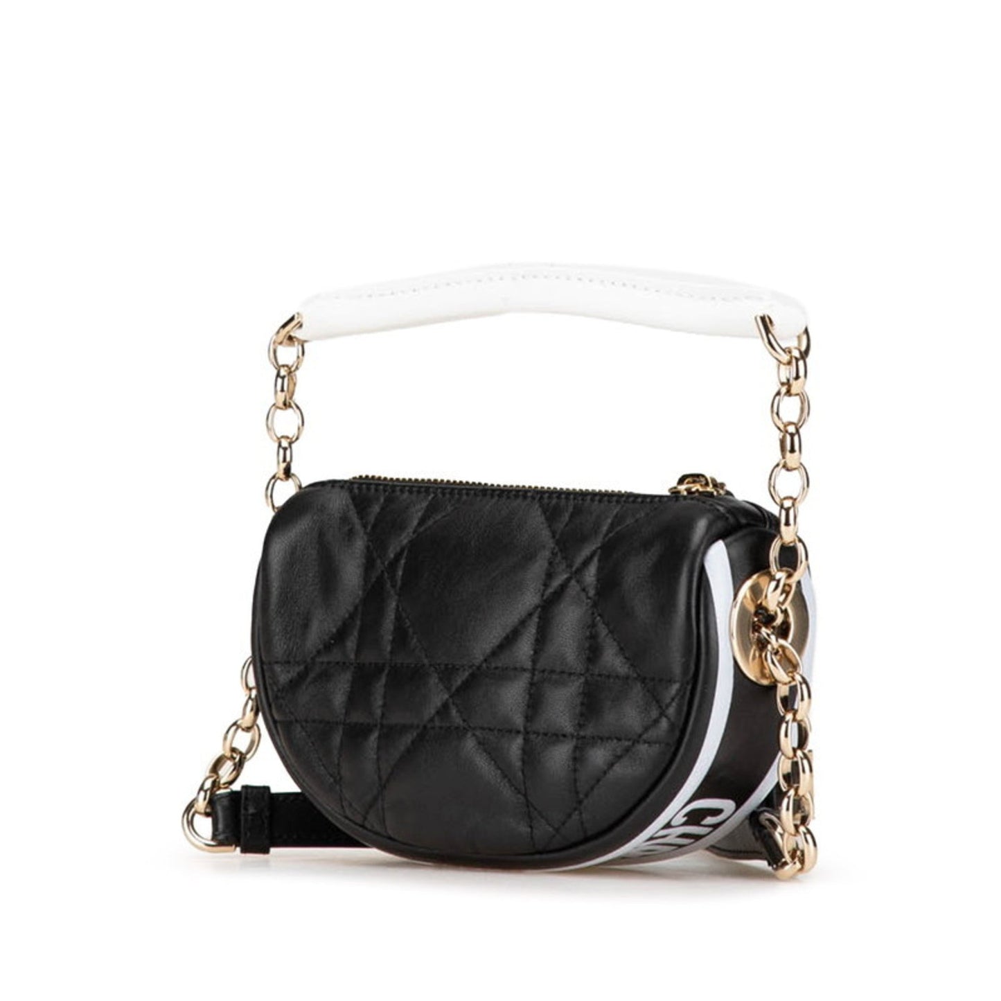 Christian Dior Black White Leather Handbag Shoulder Bag ()