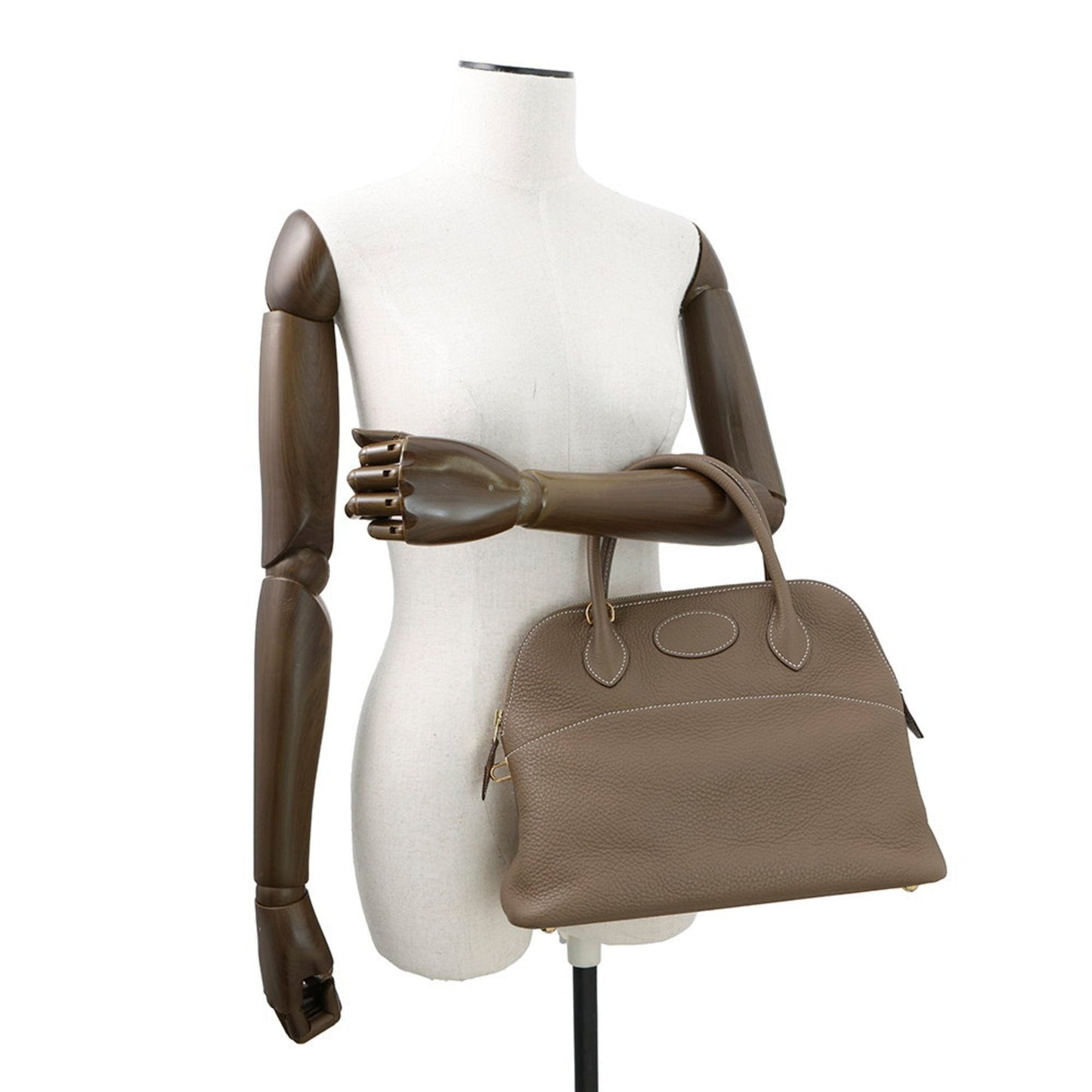 Hermes Etoupe Gray Taurillon Clemence Leather Handbag ( )