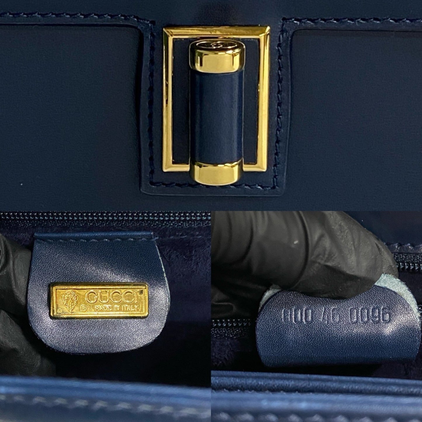 Gucci Navy Leather Handbag ( )