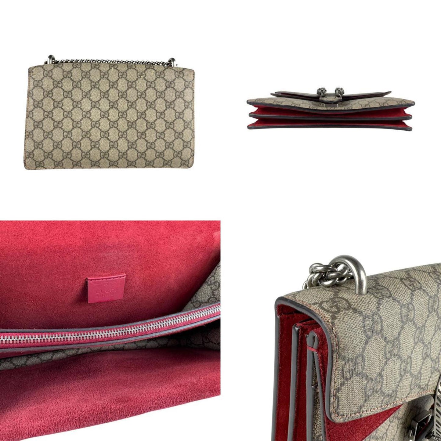 Gucci Brown Red Color Gg Supreme Shoulder Bag ( )