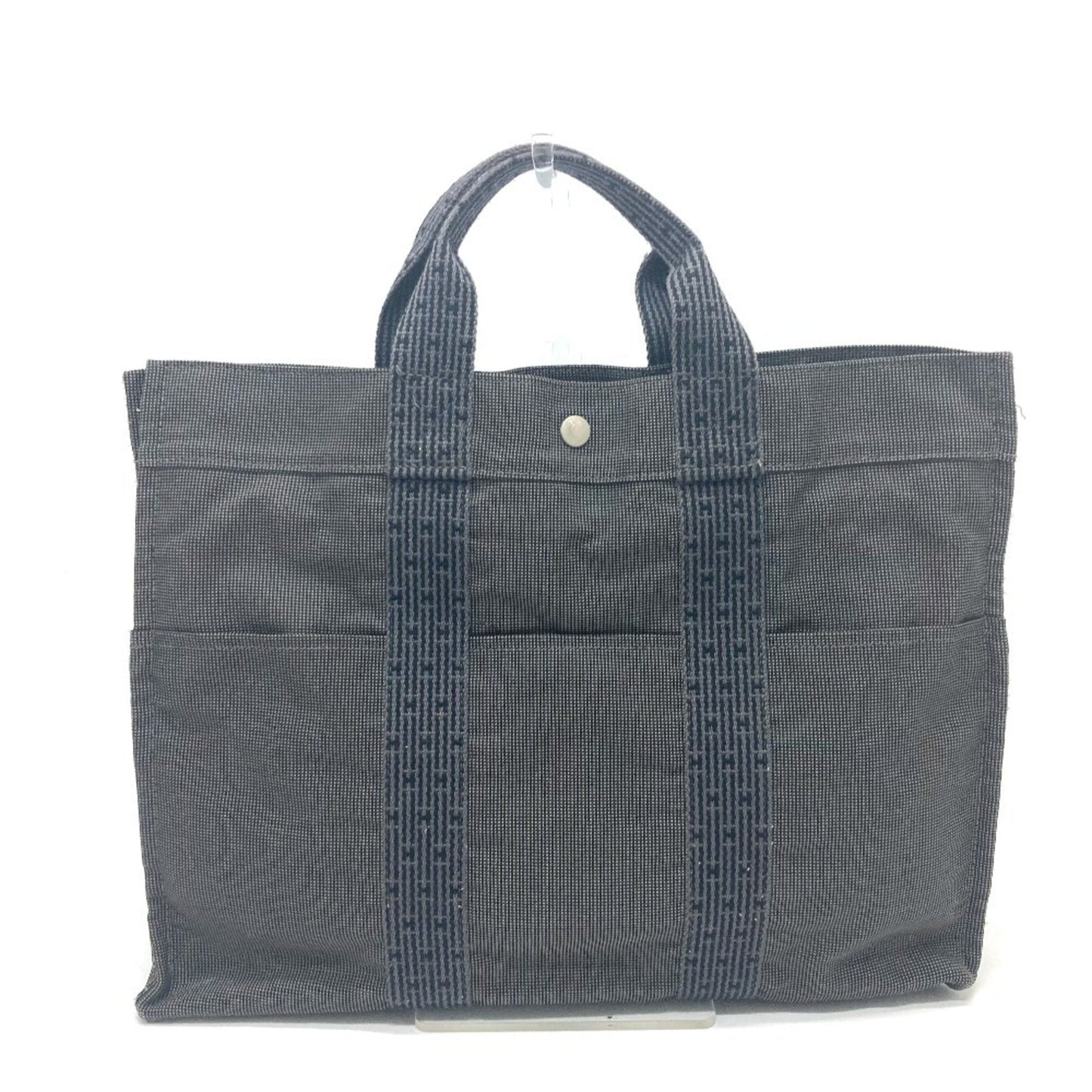 Hermes Gray Canvas Handbag Tote Bag ( )