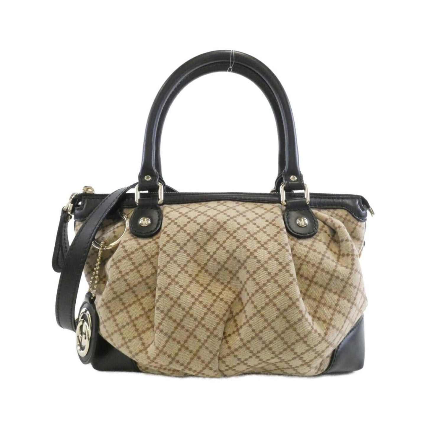 Gucci Beige Canvas Leather Handbag Shoulder Bag ( )