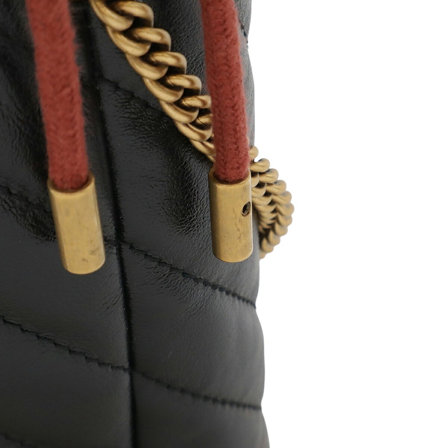 Gucci Gg Marmont Black Red Color Leather Shoulder Bag ( )