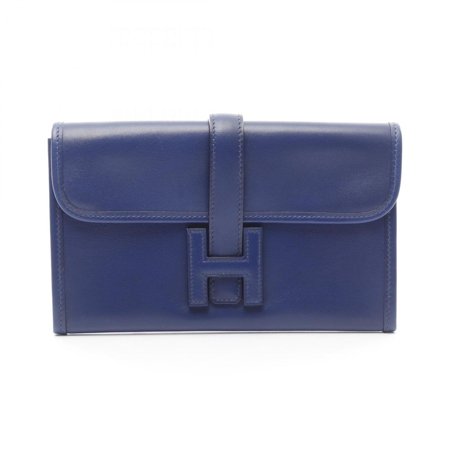 Hermes Navy Box Calf Leather Leather Clutch Bag ( )