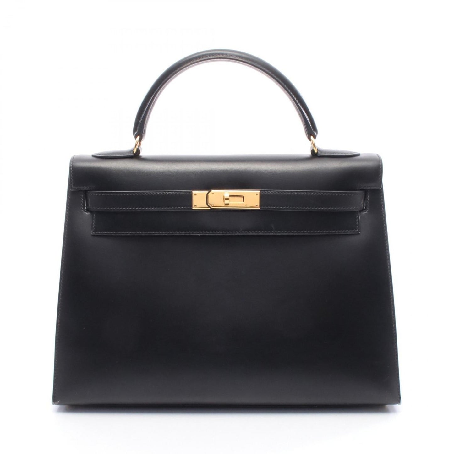 Hermes Kelly Black Box Calf Leather Handbag ( )