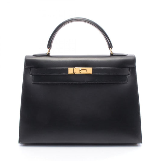Hermes Kelly Black Box Calf Leather Handbag ( )