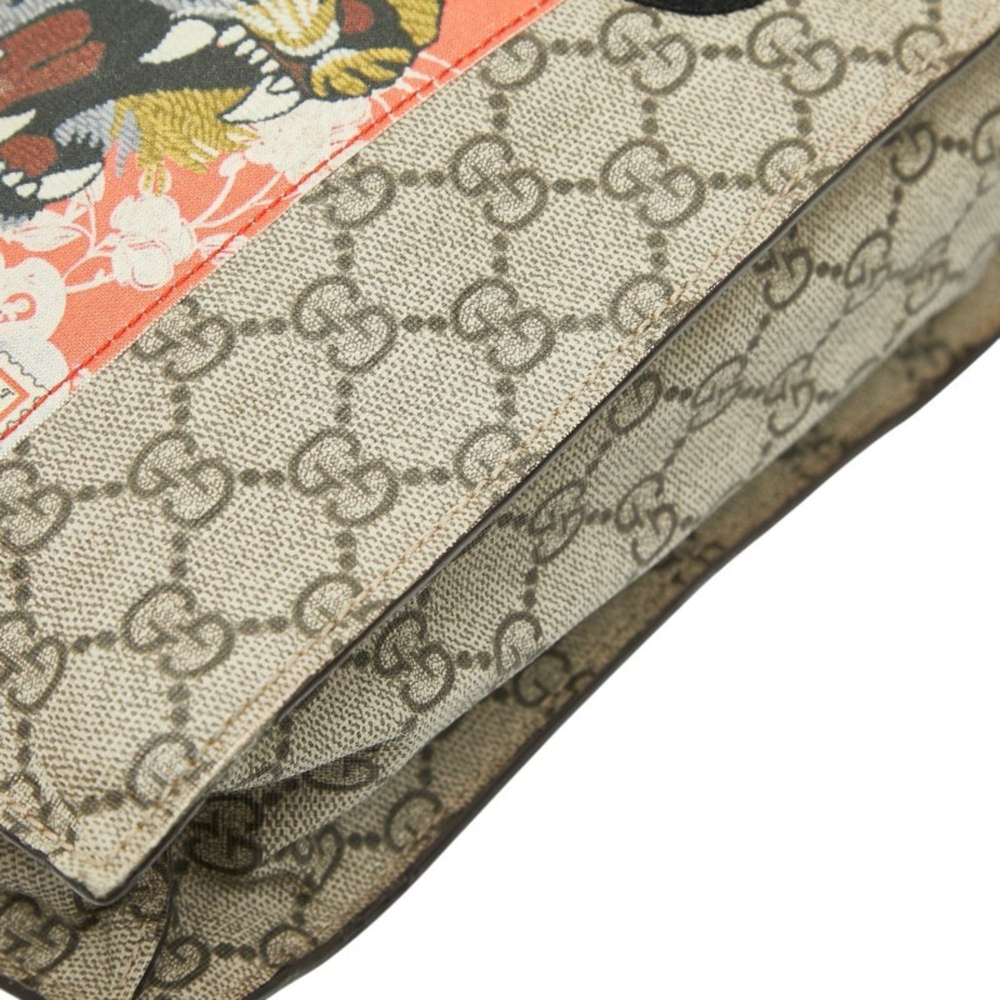 Gucci Beige Multi-Color Pvc Leather Shoulder Bag Tote Bag ( )
