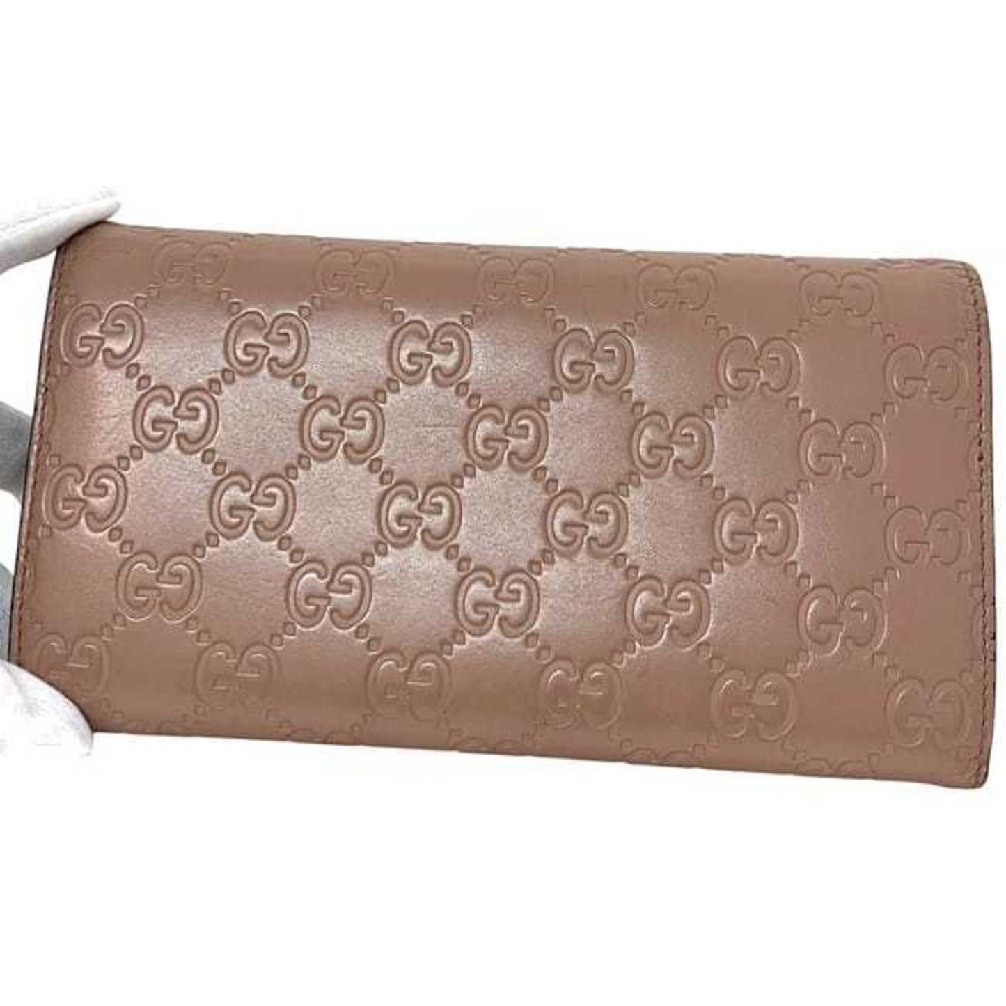 Gucci Beige Pink Leather Long Wallet (Bi-Fold) ( )
