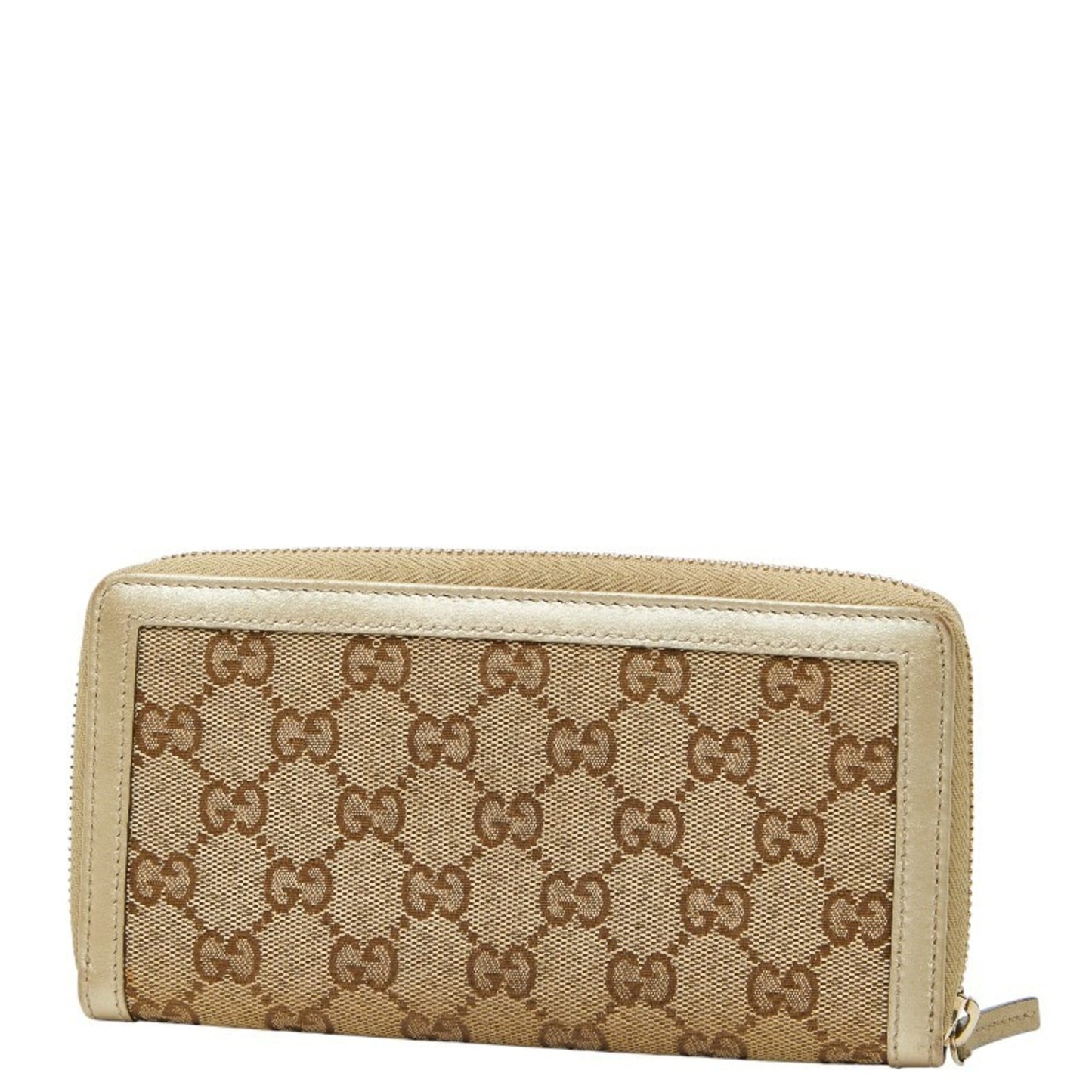 Gucci Gold Beige Canvas Leather Long Wallet (Bi-Fold) ( )