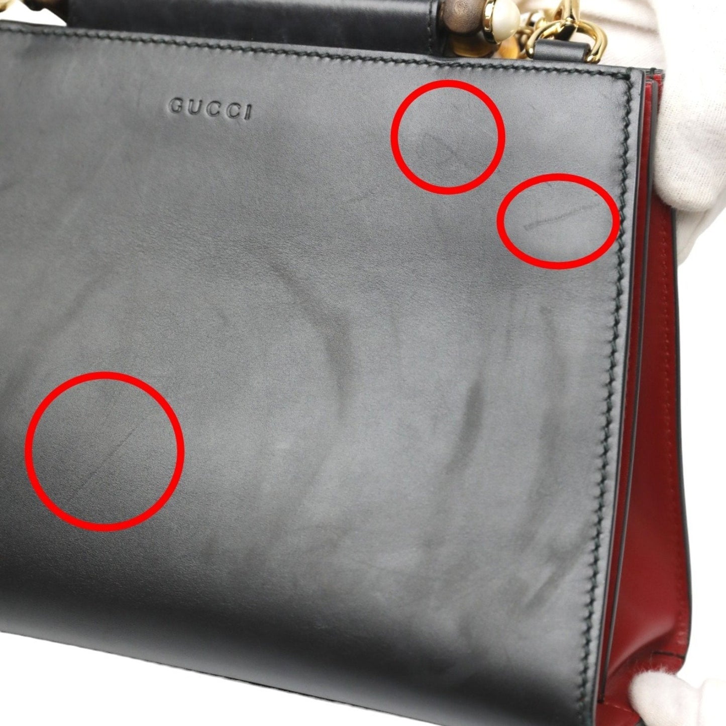 Gucci Bamboo Black Leather Handbag ( )