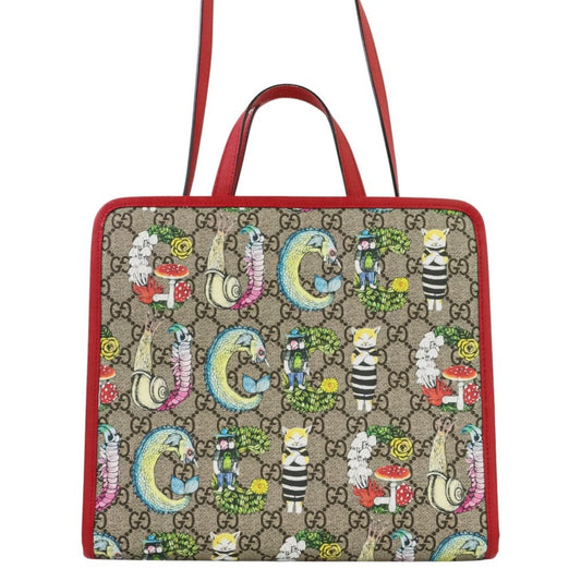 Gucci Beige Red Color Gg Supreme Tote Bag ( )