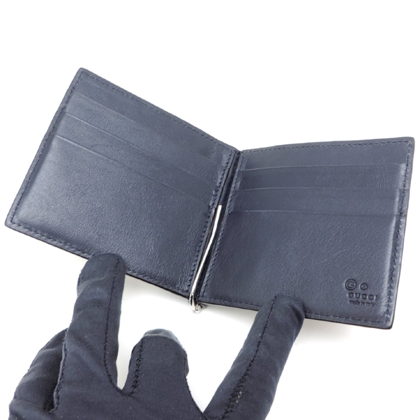 Gucci Guccissima Navy Leather Money Clip ( )