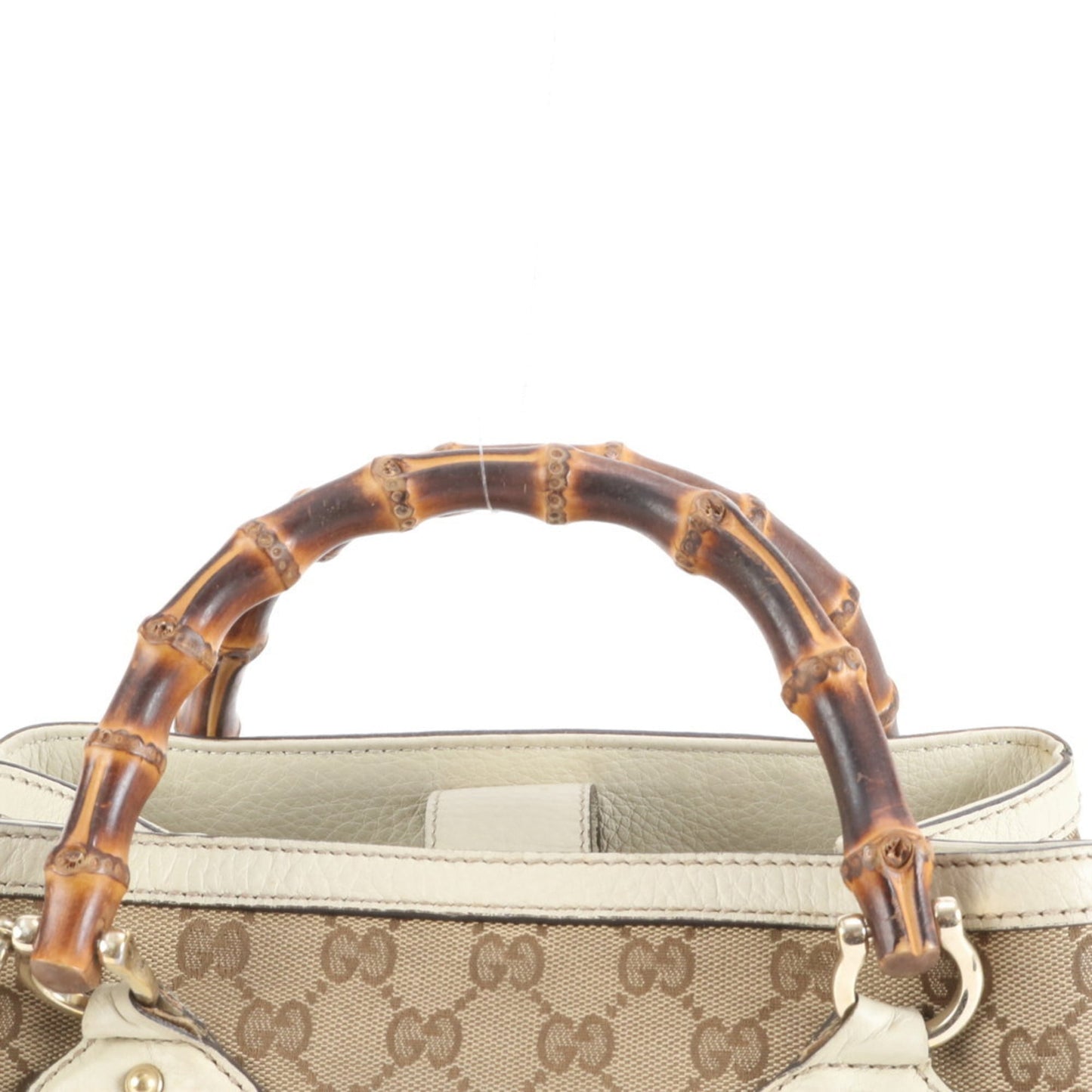 Gucci Beige Leather Canvas Shoulder Bag ( )