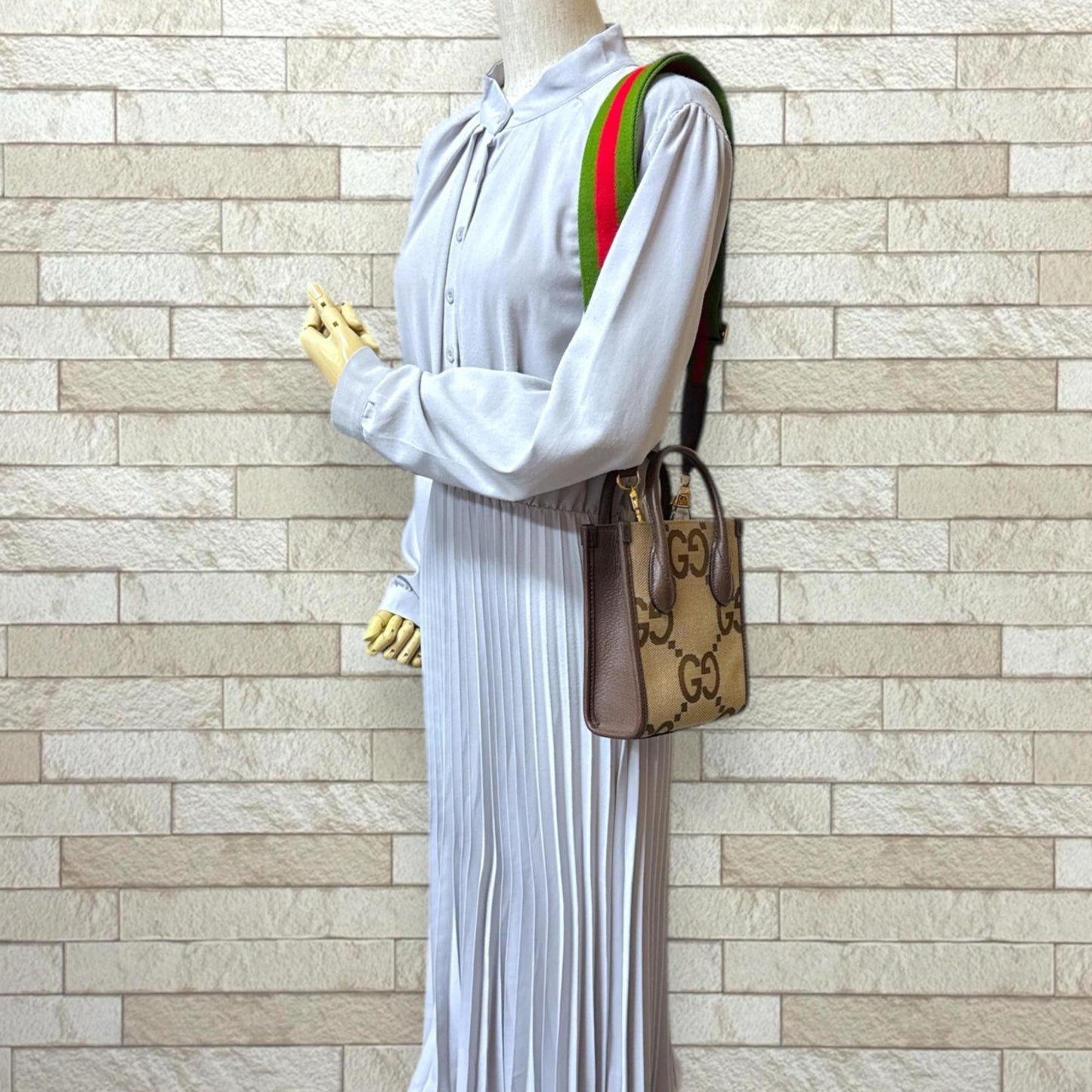 Gucci Beige Brown Gg Canvas Leather Shoulder Bag ( )