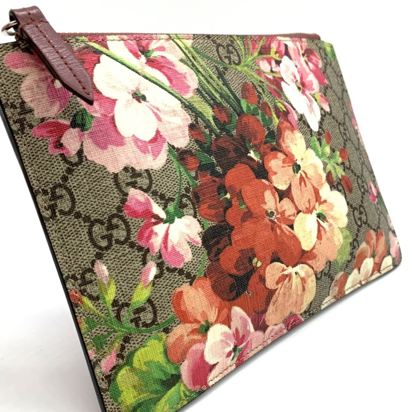 Gucci Gg Blooms Red Color Gg Supreme Pouch ( )