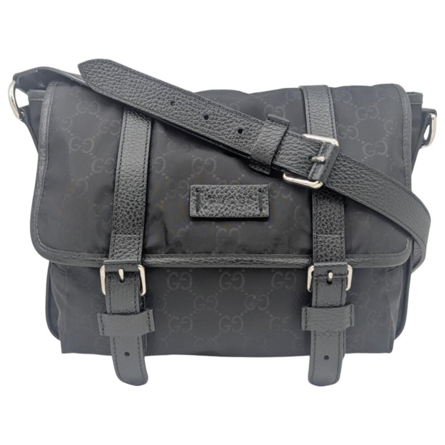 Gucci Black Nylon Leather Shoulder Bag ( )