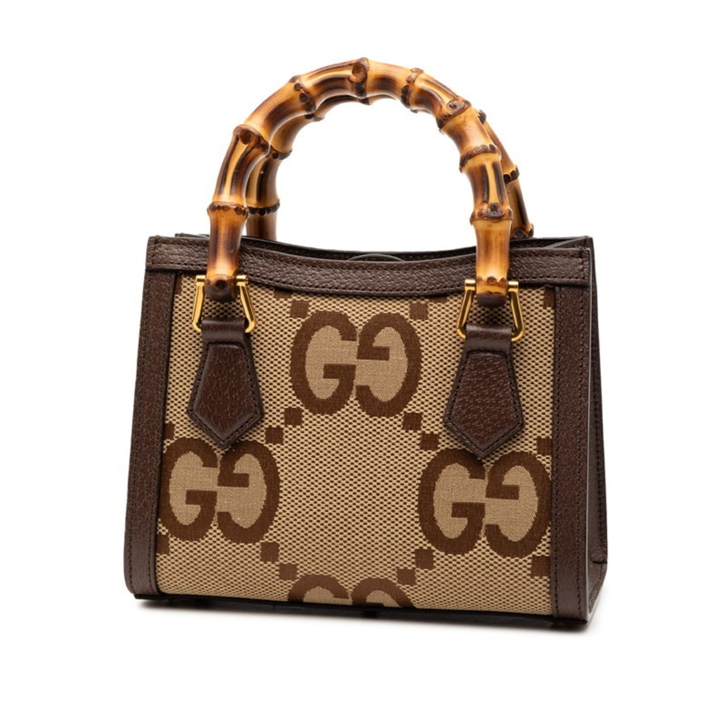 Gucci Brown Canvas Leather Handbag Shoulder Bag ( )
