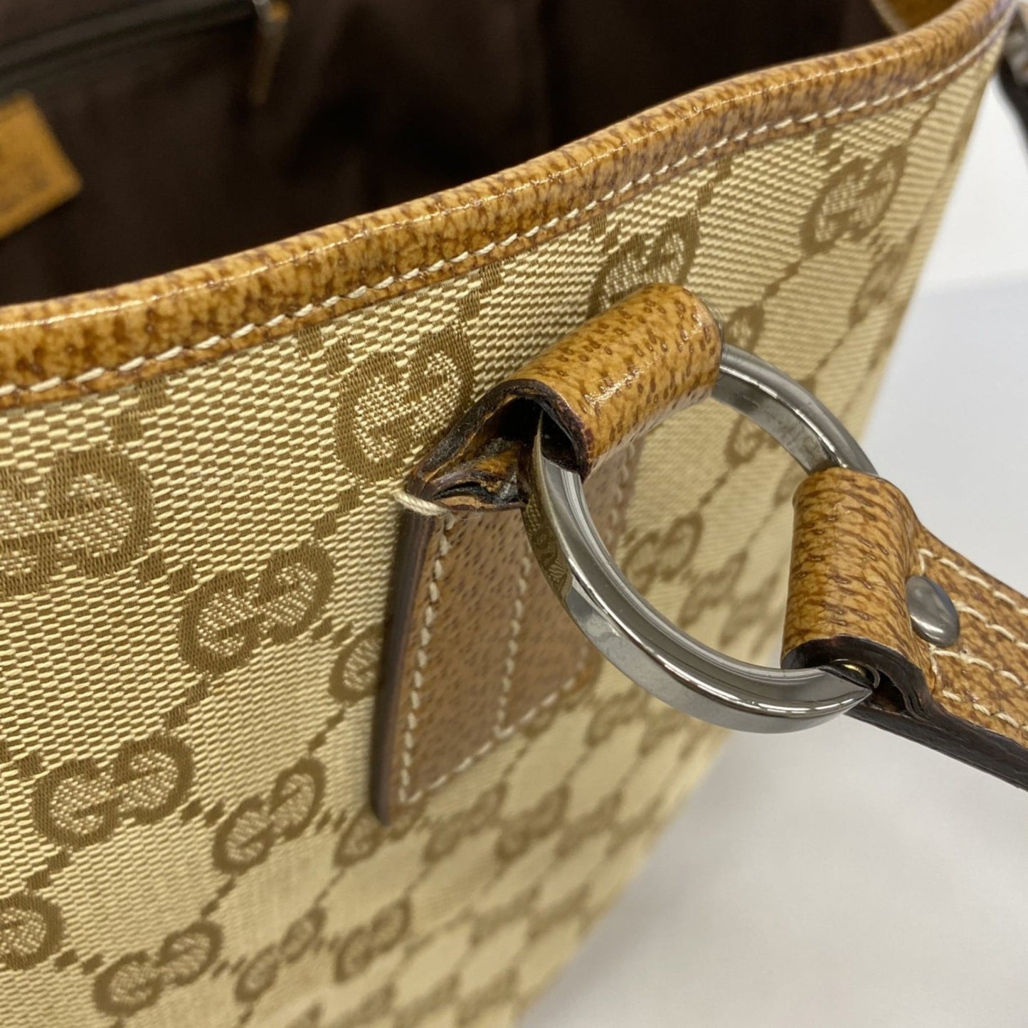 Gucci Beige Brown Canvas Tote Bag ( )