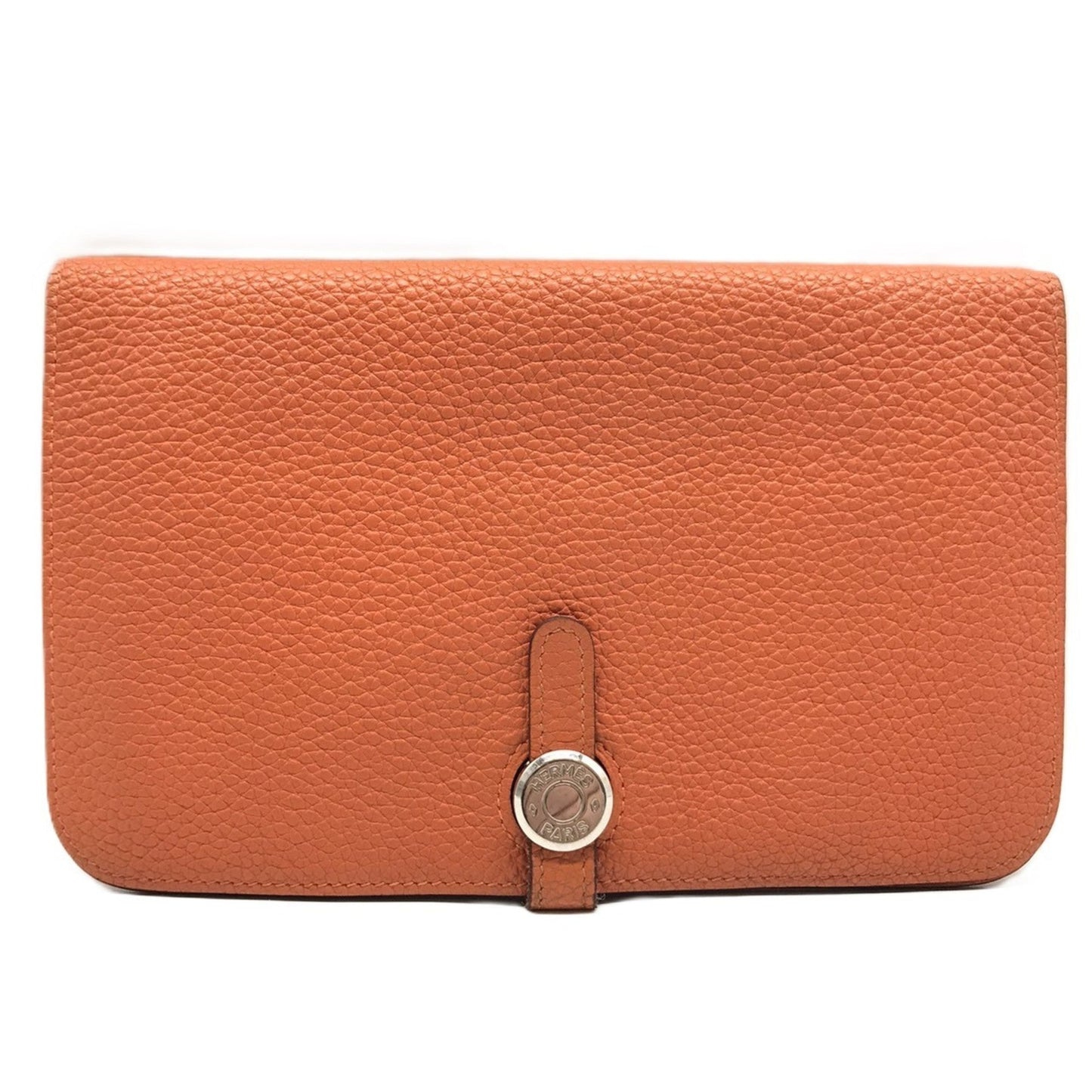 Hermes Orange Taurillon Clemence Leather Pouch ( )