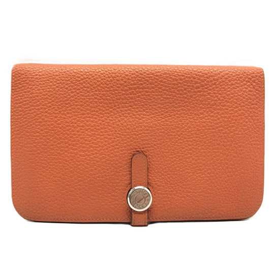 Hermes Orange Taurillon Clemence Leather Pouch ( )