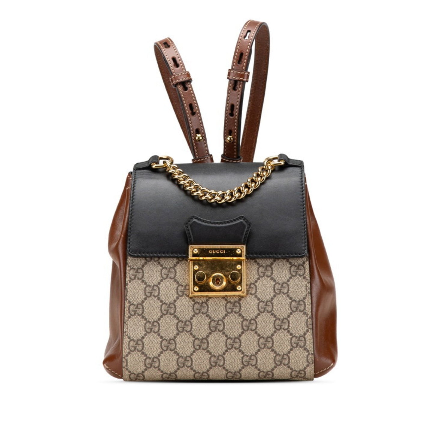 Gucci Beige Black Brown Pvc Leather Backpack ( )