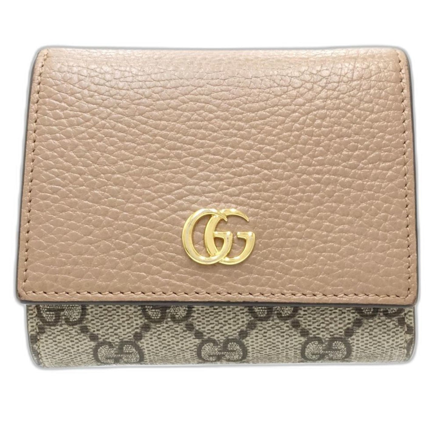 Gucci Beige Pink Beige Canvas Leather Wallet (Bi-Fold) ( )