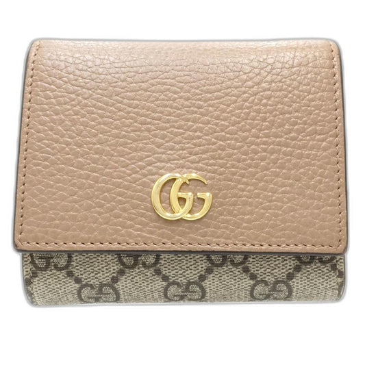 Gucci Beige Pink Beige Canvas Leather Wallet (Bi-Fold) ( )