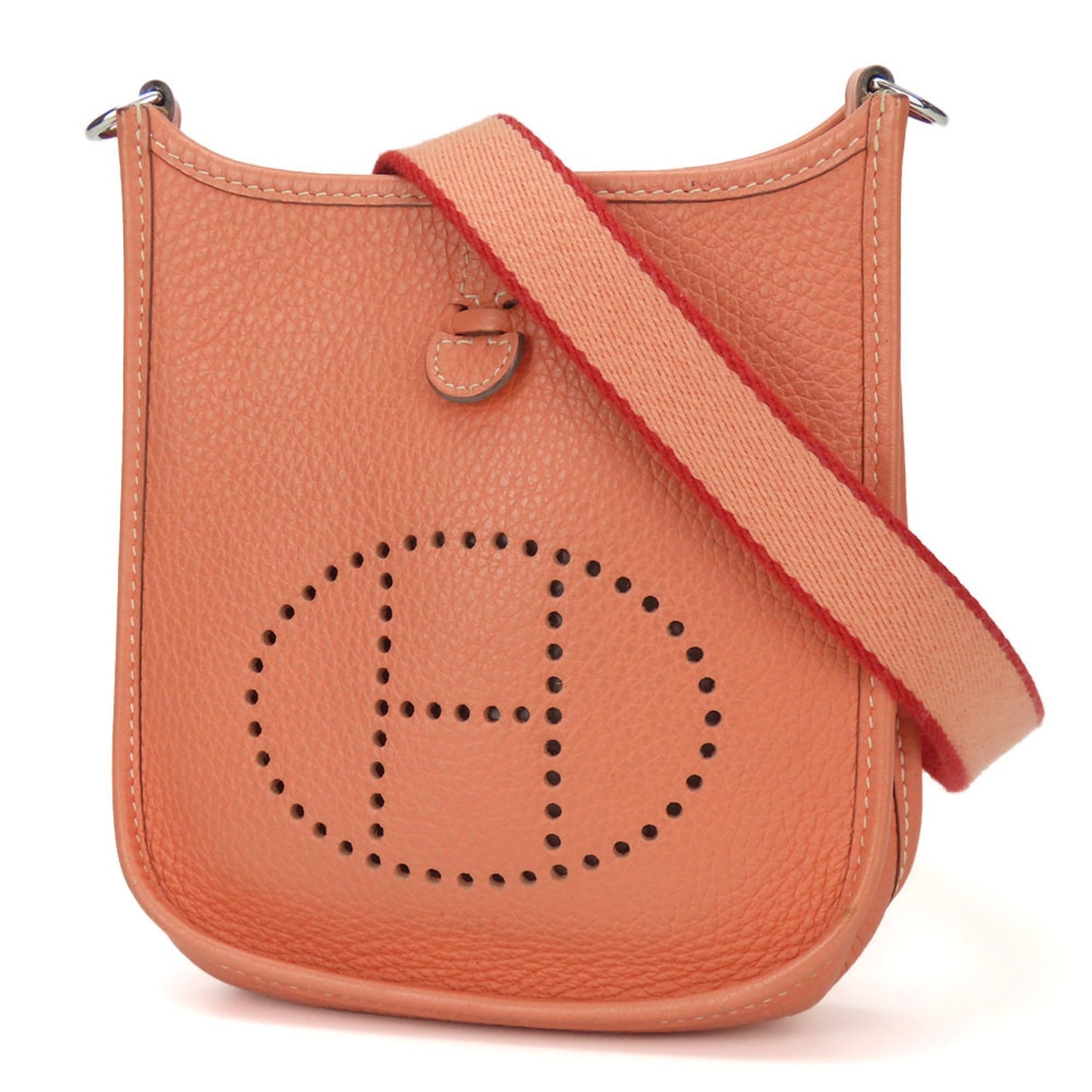 Hermes Red Color Salmon Pink Togo Leather Shoulder Bag ( )
