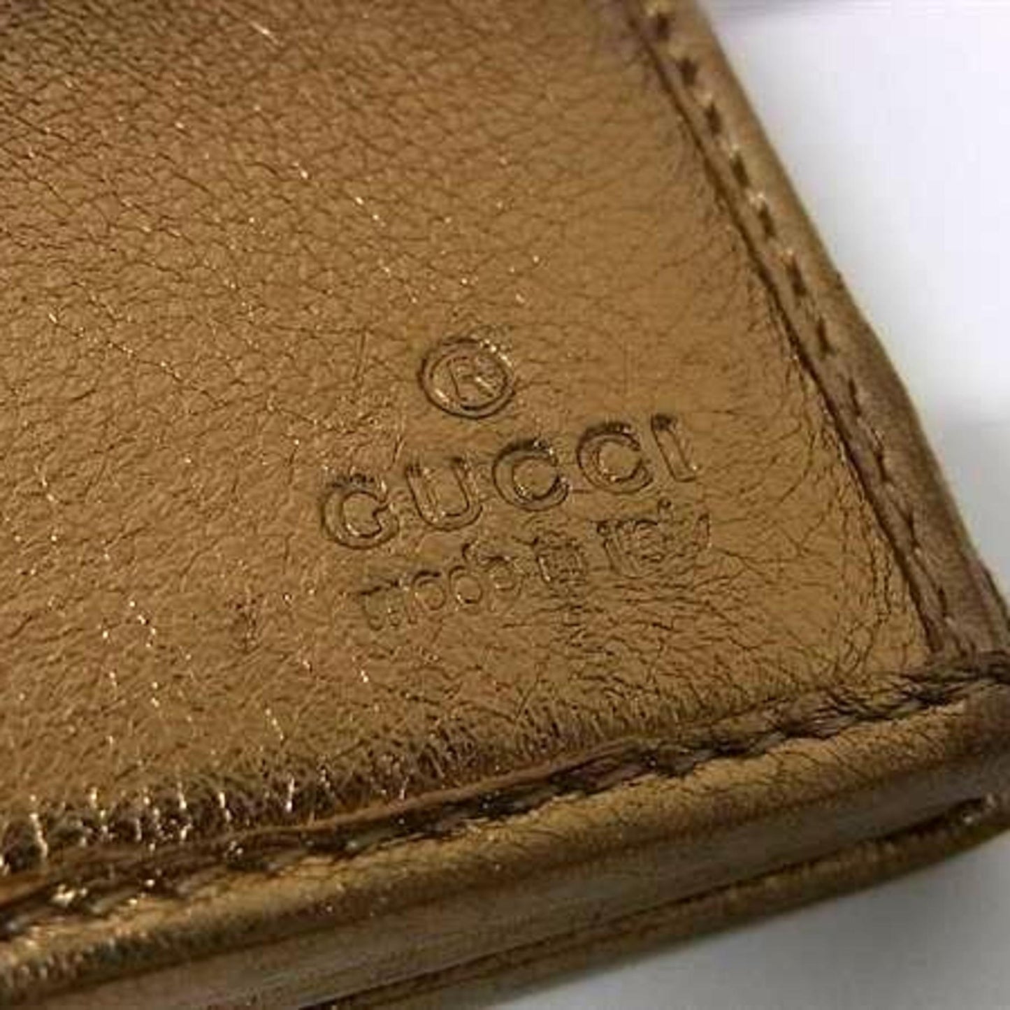 Gucci Gold Brown Canvas Leather Wallet (Bi-Fold) ( )