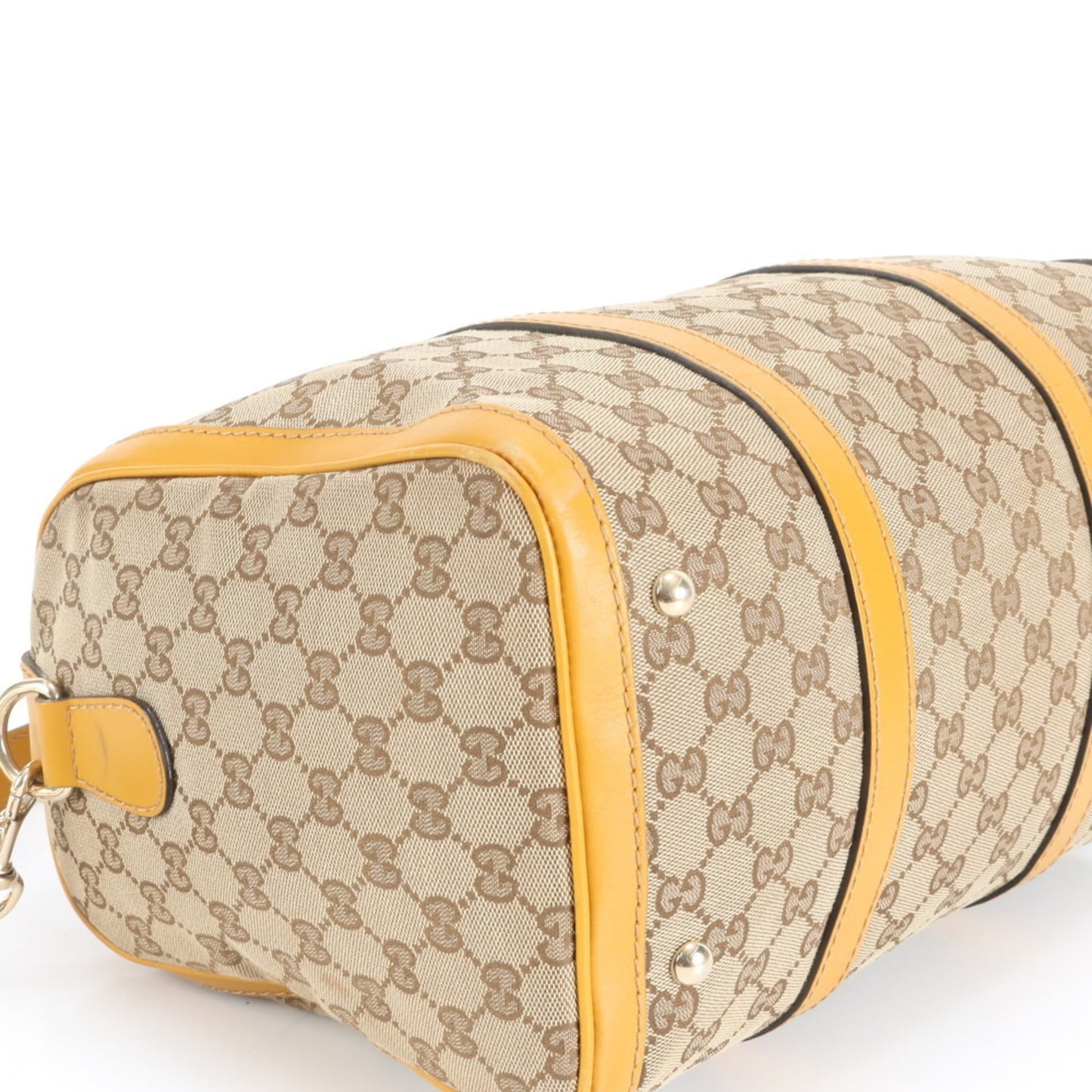 Gucci Beige Yellow Leather Canvas Shoulder Bag ( )