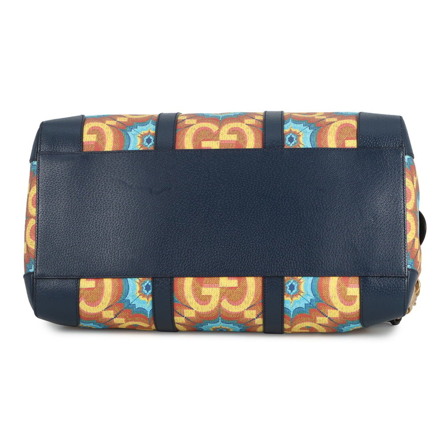 Gucci Navy Yellow Pvc Leather Boston Bag ( )