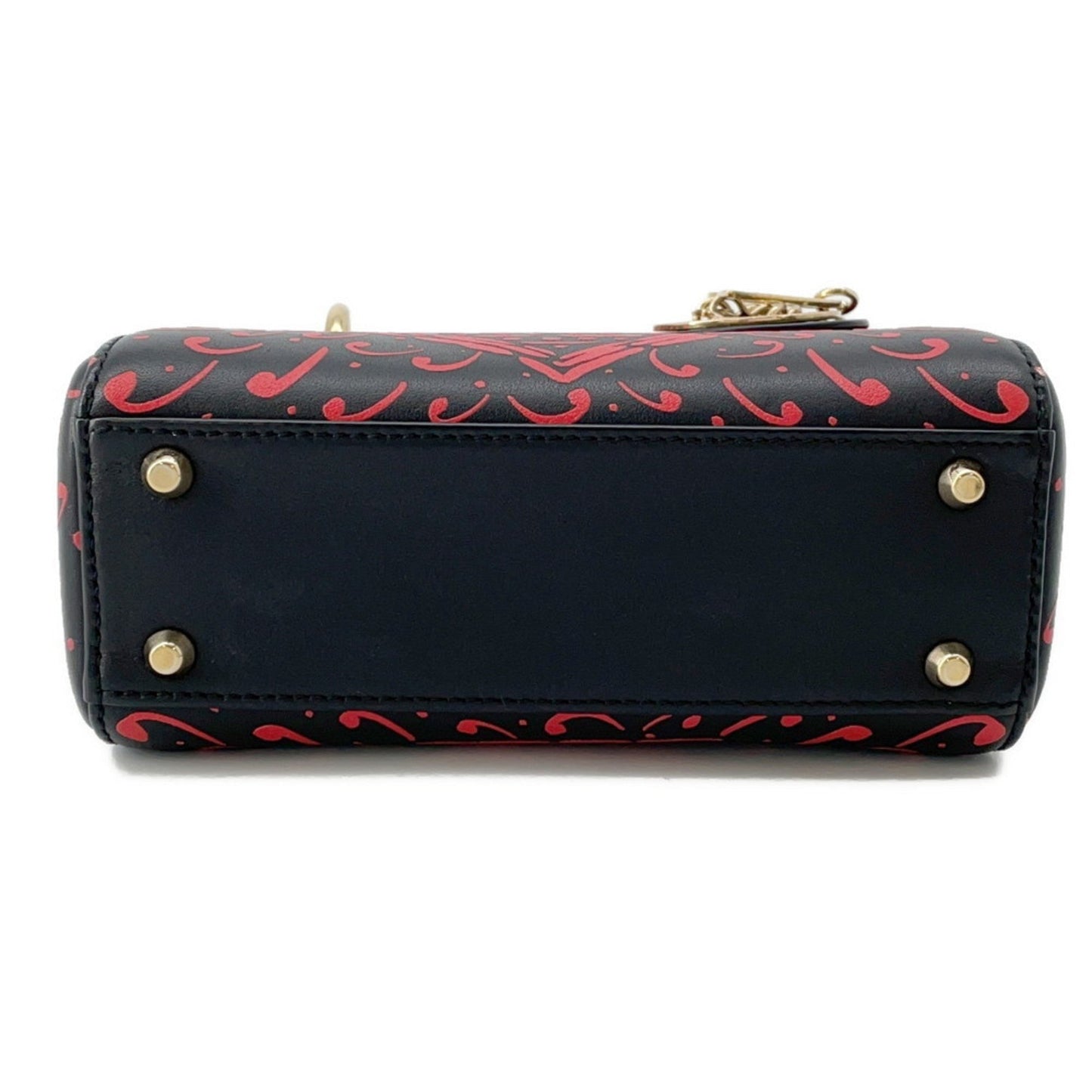 Christian Dior Black Red Color Leather Handbag ()