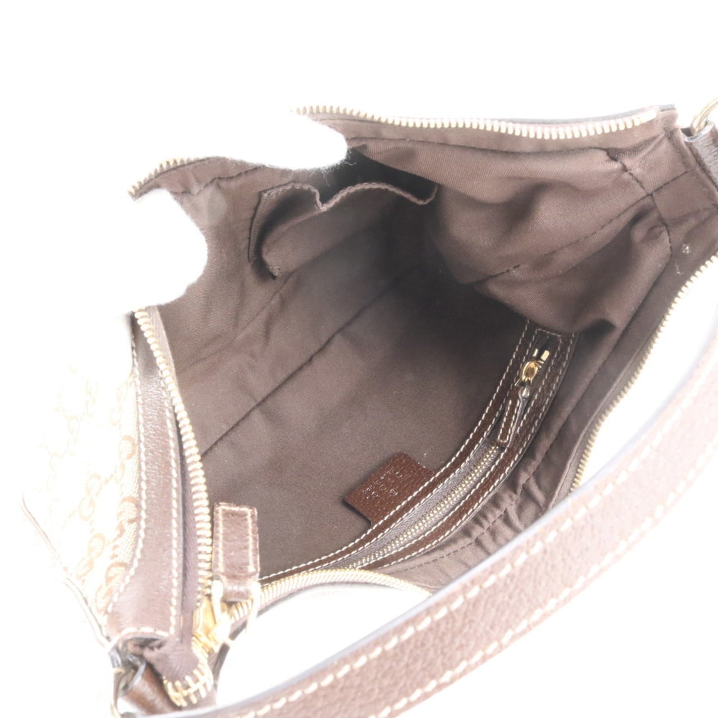 Gucci Brown Leather Canvas Shoulder Bag ( )