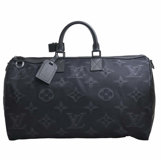 LOUIS VUITTON Monogram Nylon Keepall Bandouliere Reversible 50 Handbag Boston Bag M45602 Black Green Men's