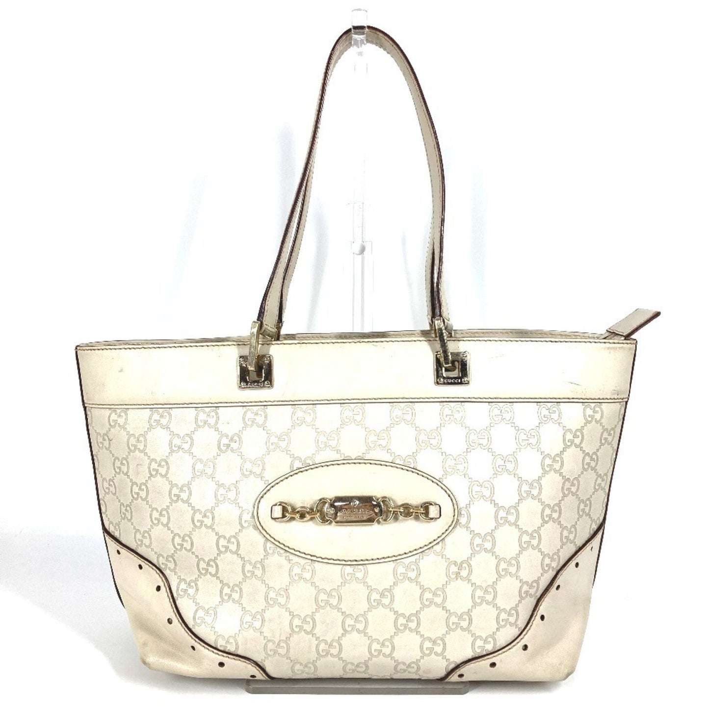 Gucci Off-White Leather Shoulder Bag Tote Bag ( )