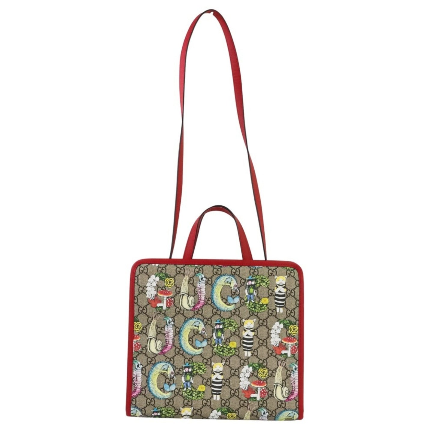 Gucci Beige Red Color Gg Supreme Tote Bag ( )