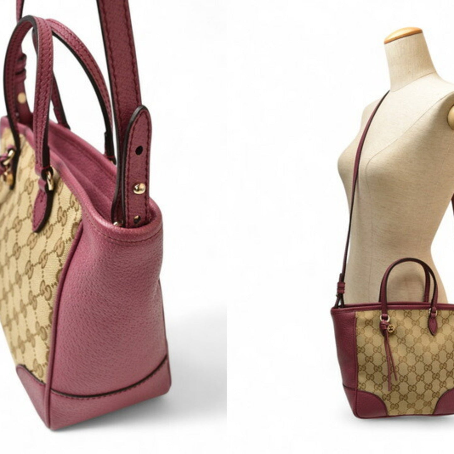 Gucci Beige Pink Gg Canvas Leather Handbag Shoulder Bag ( )