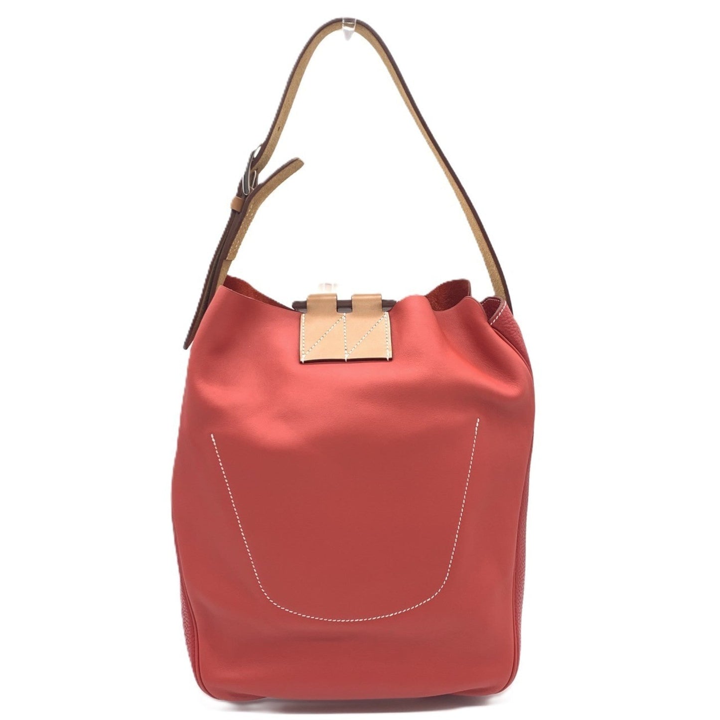 Hermes Red Color Taurillon Clemence Leather Swift Leather Shoulder Bag ( )