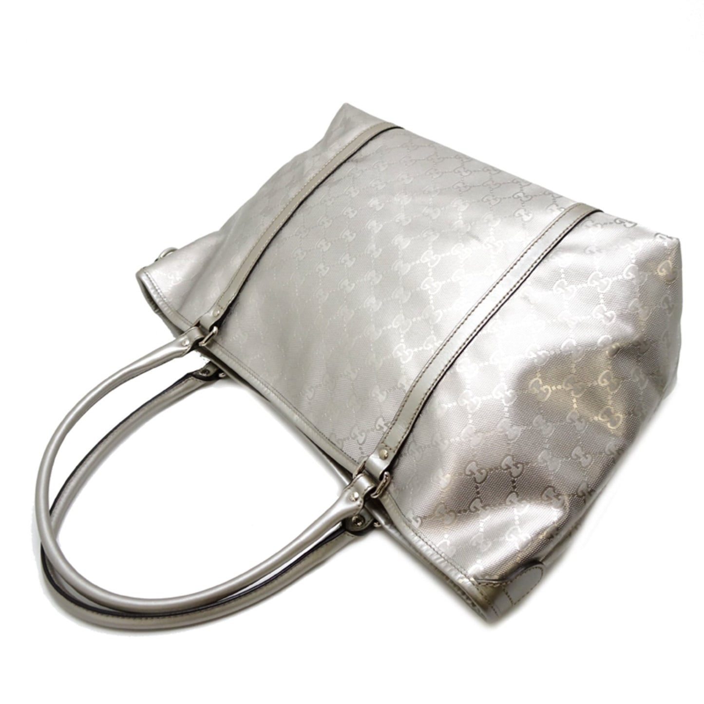 Gucci Silver Pvc Canvas Shoulder Bag Tote Bag ( )