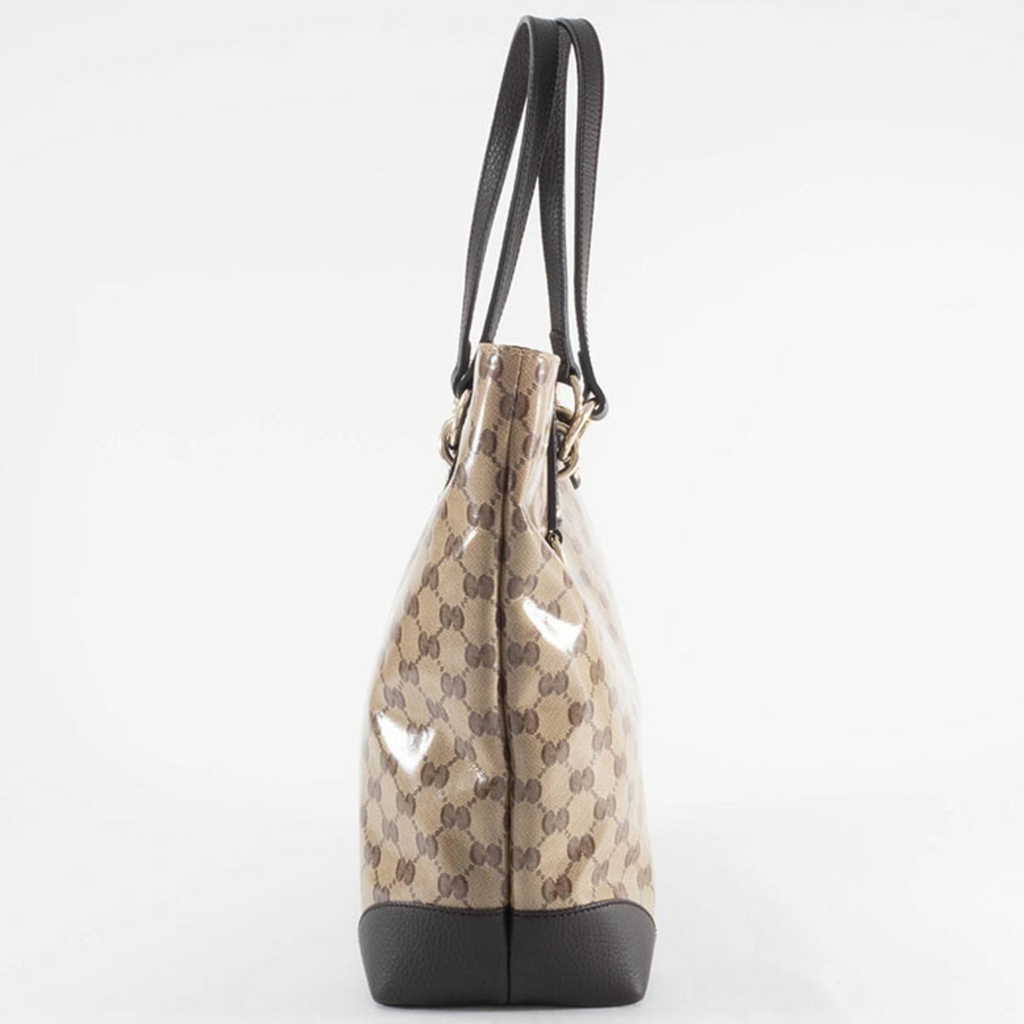 Gucci Beige Brown Pvc Canvas Leather Tote Bag ( )