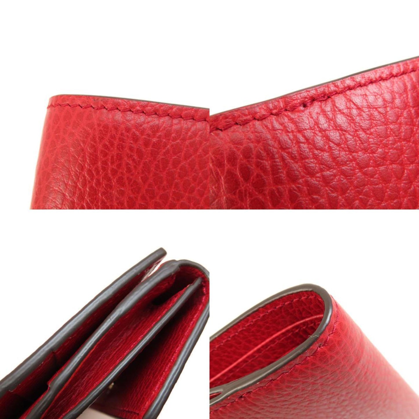 Gucci Red Color Leather Wallet (Bi-Fold) ( )