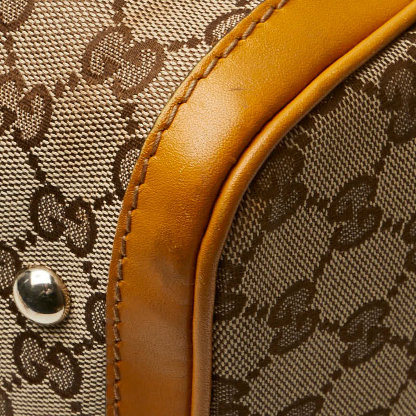 Gucci Beige Yellow Canvas Leather Shoulder Bag ( )