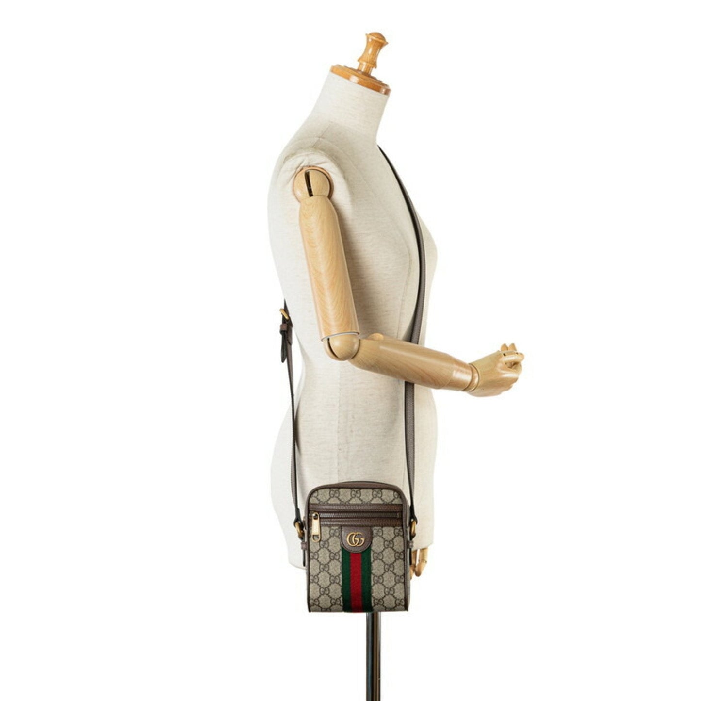 Gucci Sherry Line Beige Brown Pvc Leather Shoulder Bag ( )