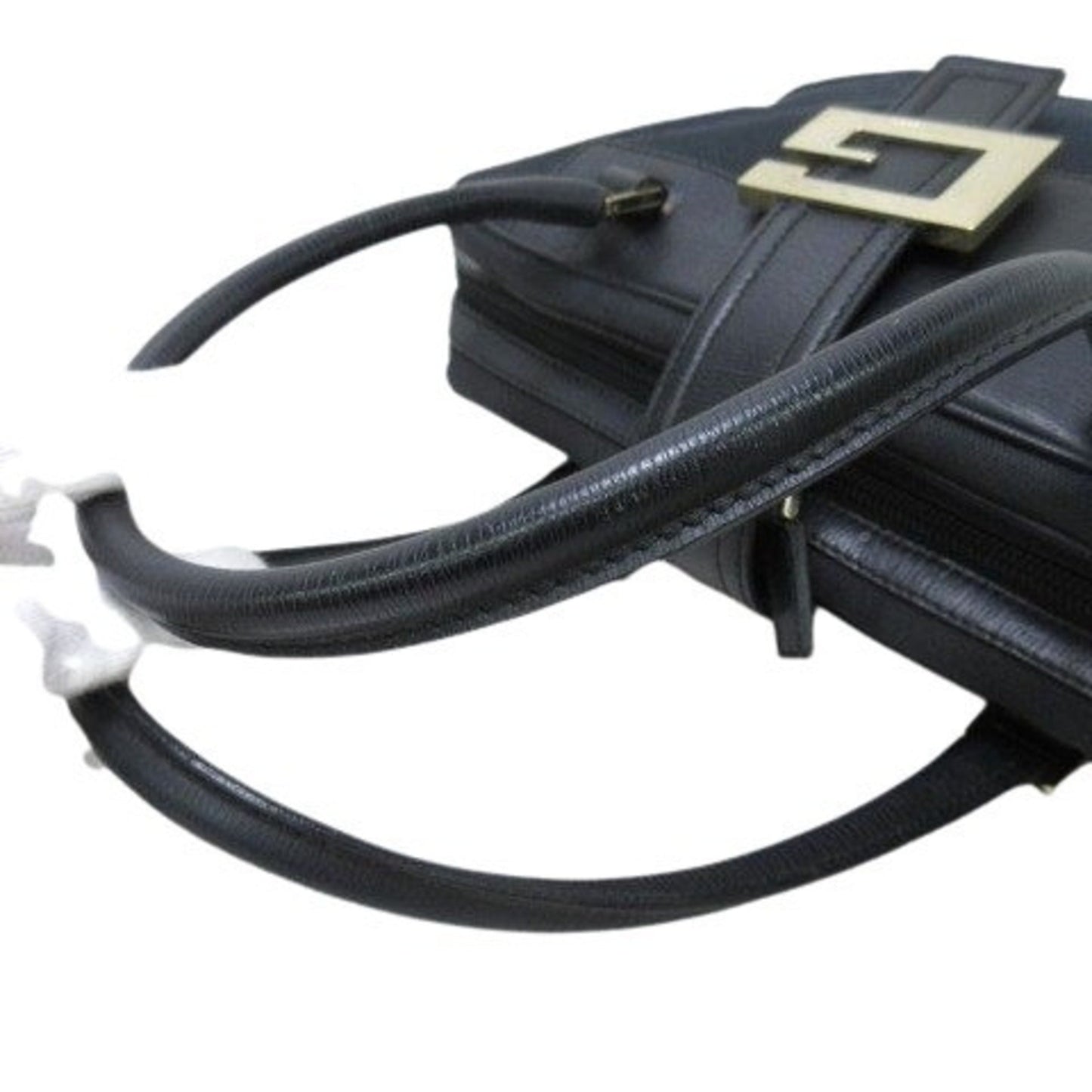 Gucci Black Canvas Leather Handbag Shoulder Bag Tote Bag ( )
